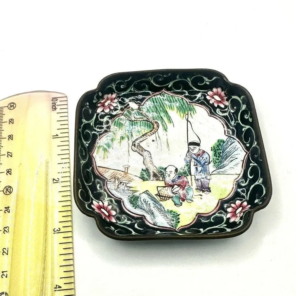 Cloisonné enamel Chinese trinket tray cloisonné enamel